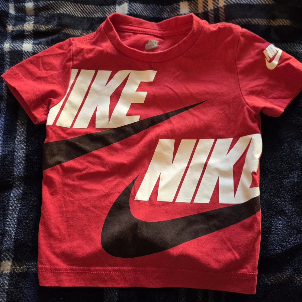 Nike Kids Red and Black Logo Tee